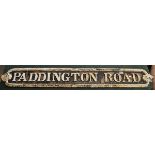 Original cast iron Paddington Road sign - Approx W: 155cm x H: 22cm