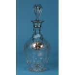 Fine silver topped decanter with silver hallmarked port collar - Approx H: 30.5cm