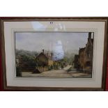 Watercolour by Allan Ingham - Stanton Village - Approx image size W: 73cm x H: 44cm