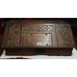 Early carved oak bible box