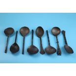 Collection of 8 18C pewter spoons