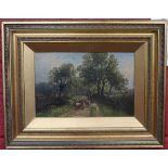 Oil painting rural scene signed A Banner - Approx image size W: 29cm x H: 19cm