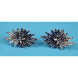 Fine pair of 18ct sapphire & diamond earrings