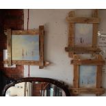 3 oils - Seascapes in rustic frames