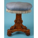 Fine Victorian Gothic walnut piano stool with some original gilding