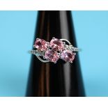 White gold pink sapphire & diamond set ring