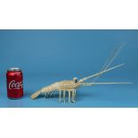 Articulated ivory rock lobster (pre 1947) - Approx L: 42cm