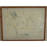 Nude pastel and line drawing signed Alan Edwards - Approx image size W: 74.5cm x H: 54cm