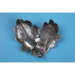 Heavy silver handcrafted acorn brooch