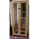 Glass display cabinet with lights - Approx W: 80cm x D: 41cm x H: 183cm