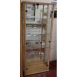Glass display cabinet with lights - Approx W: 67cm x D: 36cm x H: 170.5cm