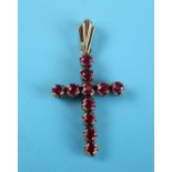 Gold ruby set diamond cross