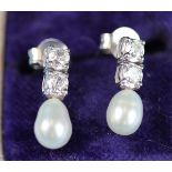 Pair of 18ct pearl & diamond earrings