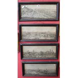 Set of 4 hunting engravings - Approx image size W: 55cm x H: 21cm