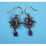 Pair of amethyst drop earrings