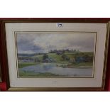 Watercolour by G J Walters - 1968 river scene - Approx image size W: 50cm x H: 30cm