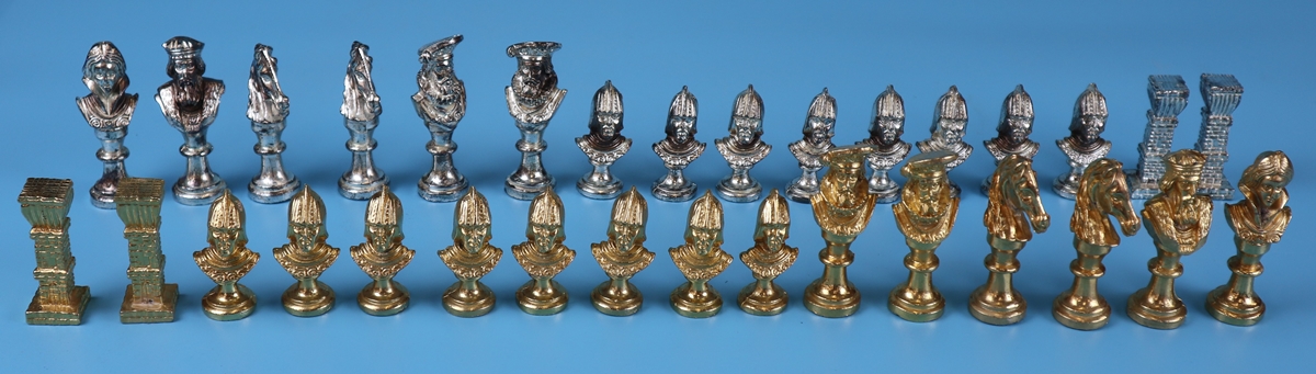 Set of good quality metal chess pieces