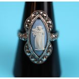 1930's silver Wedgwood & marcasite ring