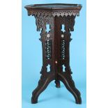 Carved hexagonal Liberty of London style Moorish table - Approx H: 65.5cm