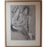 Nude charcoal and chalk - Signed Anna Rarity - Approx image size W: 51.5cm x H: 72.5cm