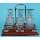 Tantalus complete with decanters & 2 keys - Approx W: 38cm x D: 16.5cm x H: 31cm