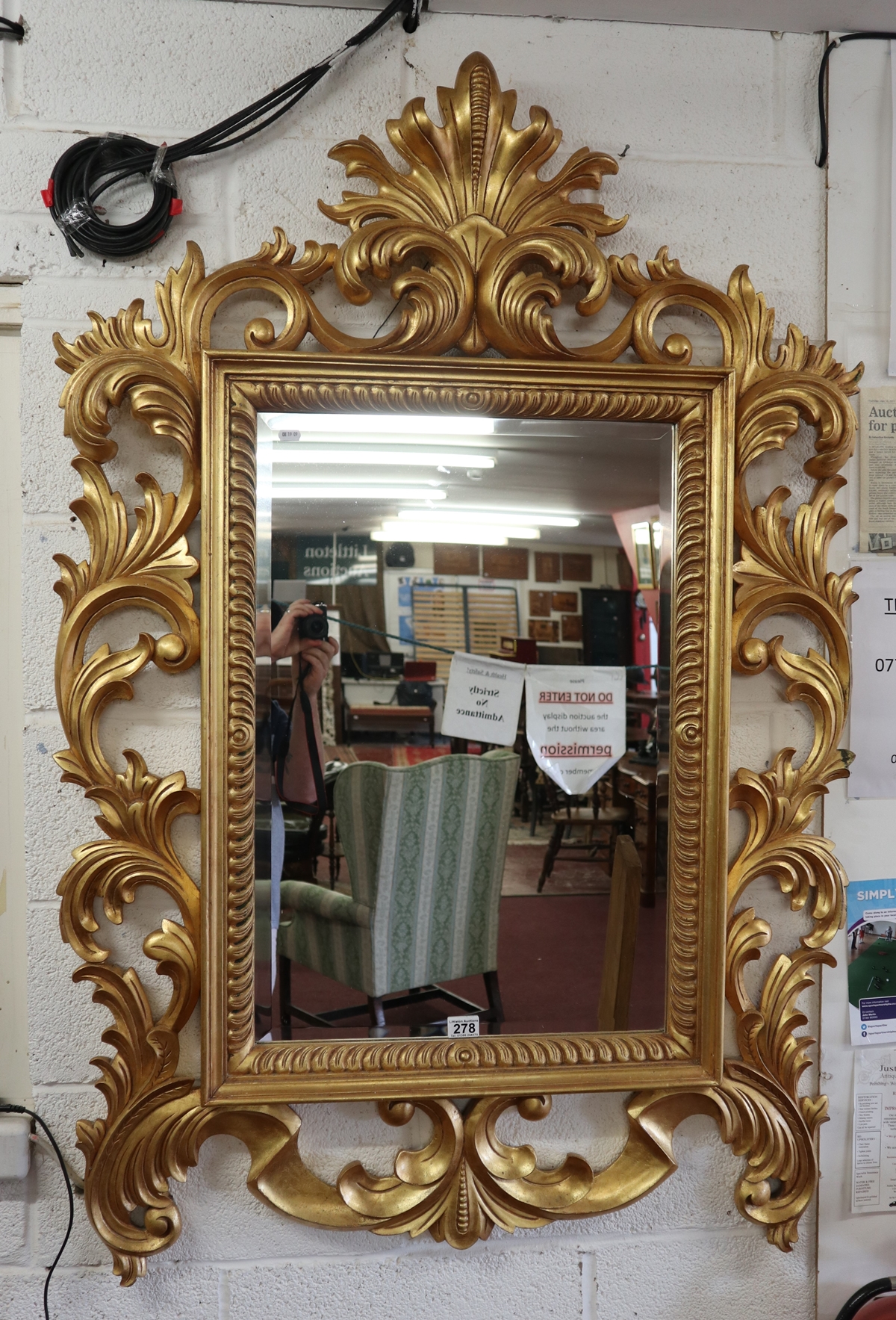 Rococo style gilt framed bevelled glass mirror - Approx overall W: 96cm x H: 142cm