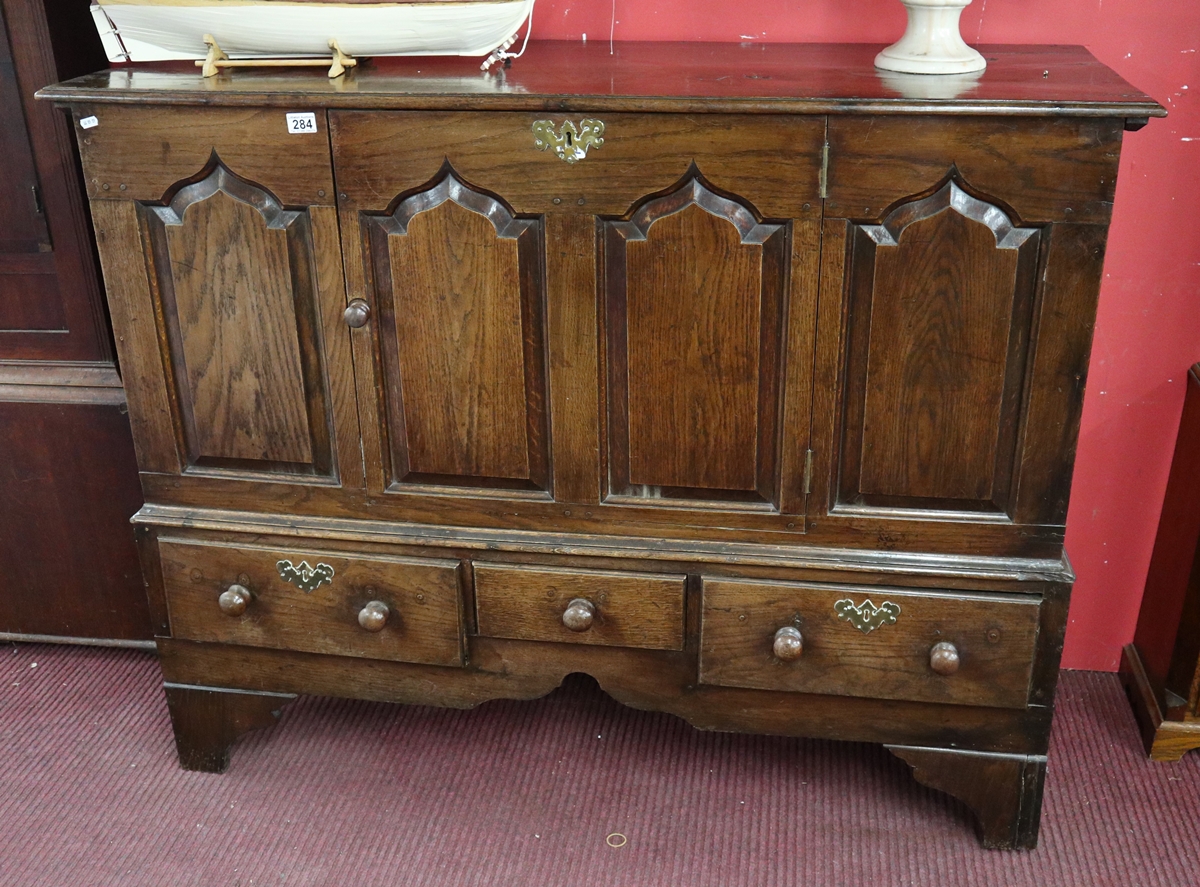 Early oak mule chest - Approx W: 143cm x D: 50cm x H: 112cm