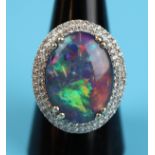 Large gold diamond & opal set ring