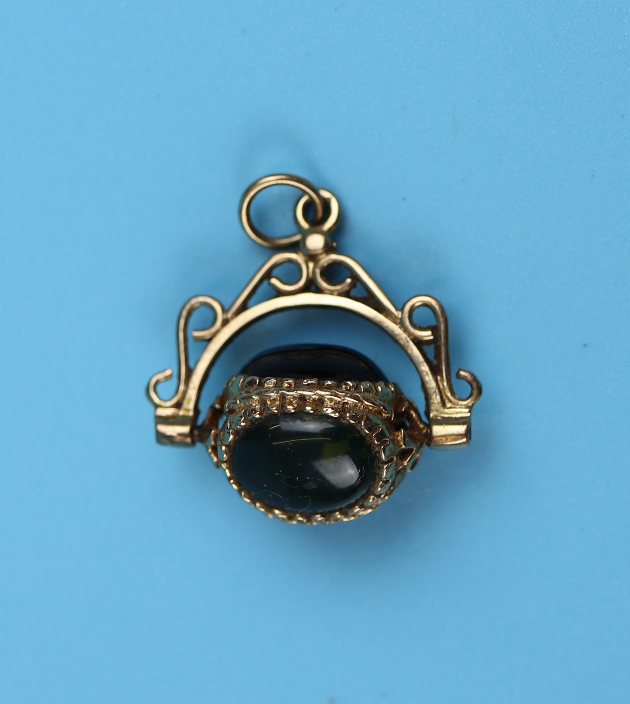 Gold stone set swivel fob - Image 2 of 3