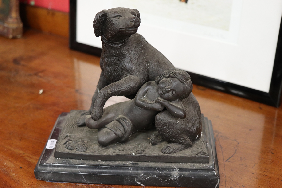 Figure - Child & Dog - Approx H: 23cm - Image 2 of 5