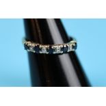 Gold half hoop diamond & sapphire ring