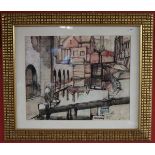 Watercolour by Stanley Banner - Canal - Approx image size W: 40cm x H: 32.5cm