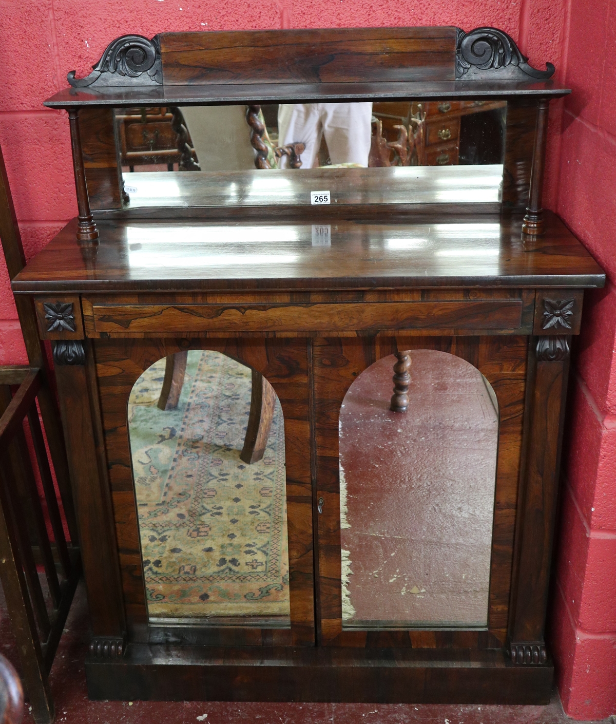 Rosewood chiffonier with mirrors - Approx W: 98cm x D: 40.5cm x H: 130cm