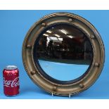 Convex circular mirror in gilt frame - Approx D: 33.5cm