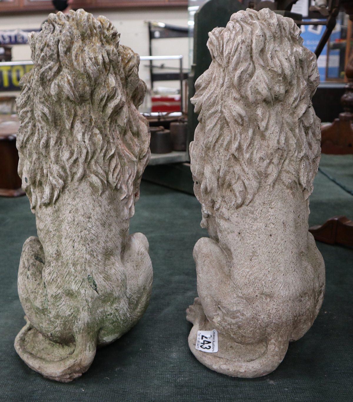 Pair of stone lions - Approx H: 38cm - Image 3 of 4