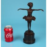 Bronze ballerina on marble base - Approx H: 30cm