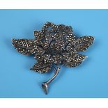 Large 1930's silver marcasite brooch