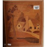 Marquetry picture - Approx overall size W: 28cm x H: 34cm