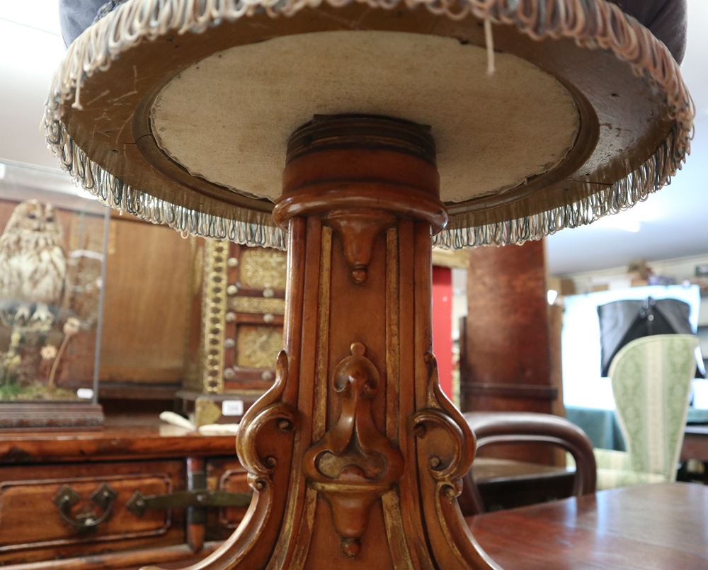 Fine Victorian Gothic walnut piano stool with some original gilding - Image 3 of 4