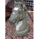 Stone horses head - Approx H: 48cm