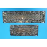 2 Georgian brass panels - Approx H: 8cm x W: 19cm & H: 8cm x W: 28cm
