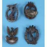 4 German medals / badges to include infantry assault badge & Panzer badge