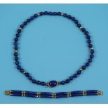 Lapis lazuli necklace & bracelet set in 14k gold
