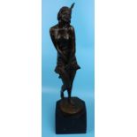 Bronze on marble base - Art Deco Lady - Approx H: 46cm