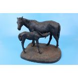 Metal horse and foul study with foundry marks - Approx H: 30cm