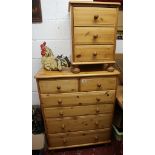 Pine chest of drawers & bedside chest