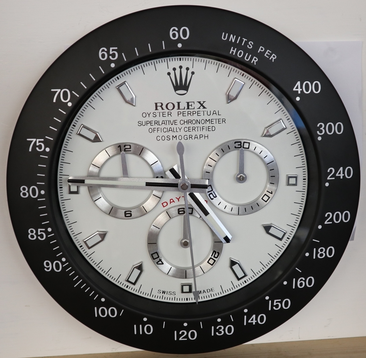 Reproduction Rolex advertising clock with sweeping second hand - Daytona