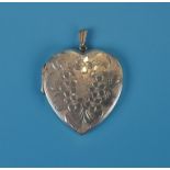 George Jenson silver heart shaped locket decorated with flowers
