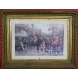 Hunting print in ornate gilt frame - Approx 108cm x 84cm