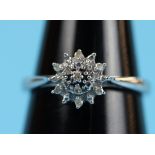 White gold diamond cluster ring